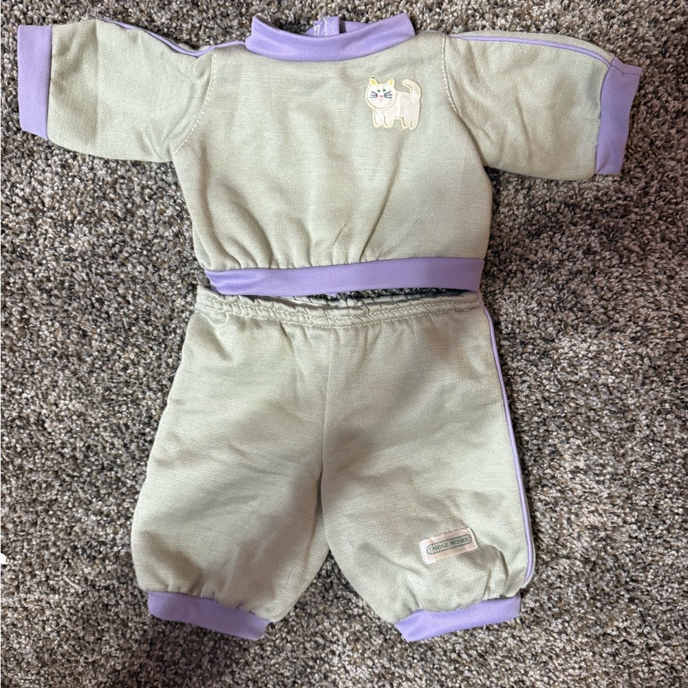 Adorable Original Cabbage Patch Kid Baby Outfit with Cat Patch